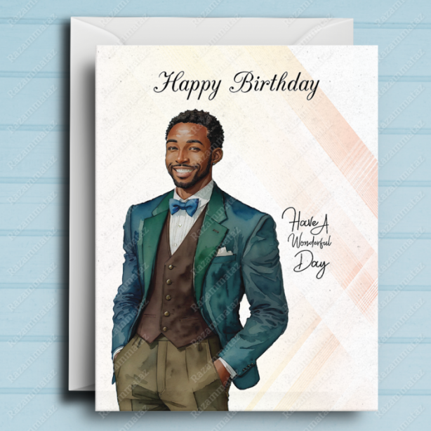 Black Man Birthday Card Y